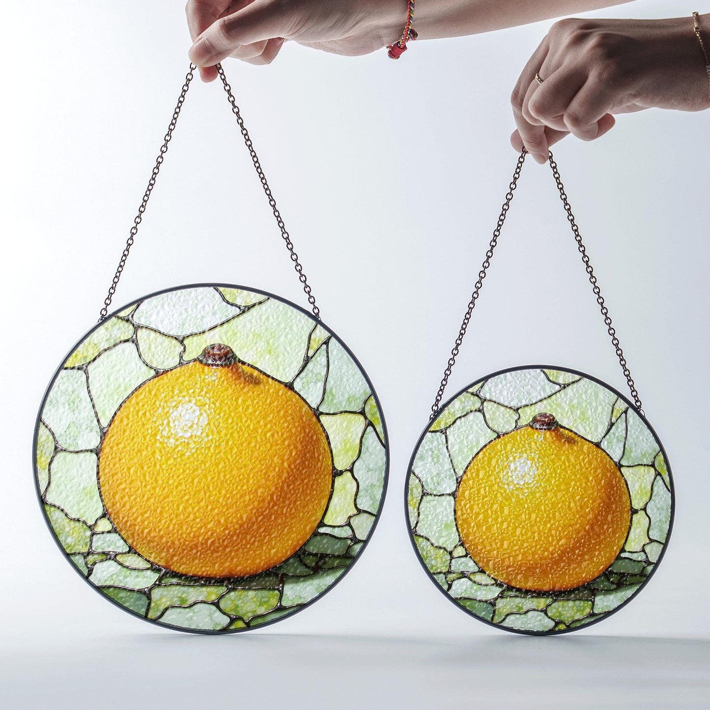 Orange Stained Glass Suncatcher Citrus Window Decor Gift for Nature Lovers