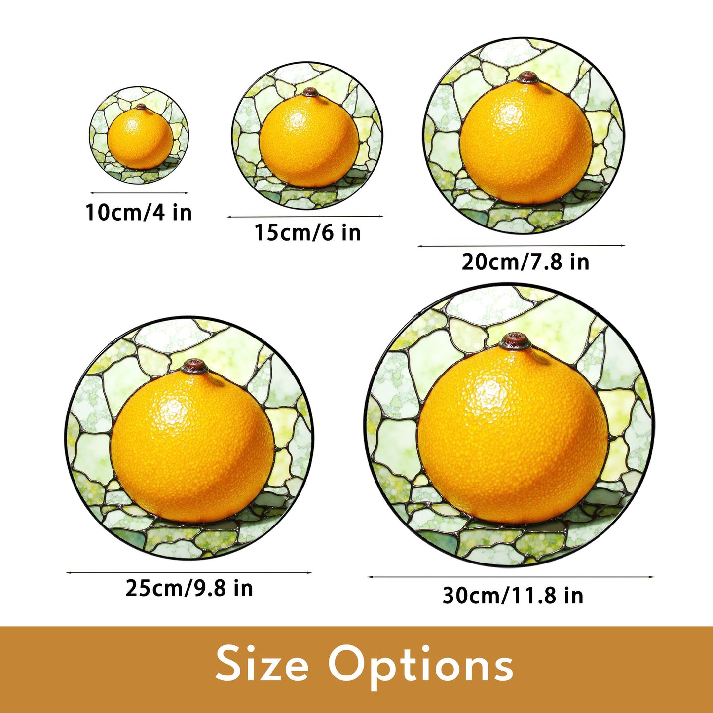 Orange Stained Glass Suncatcher Citrus Window Decor Gift for Nature Lovers