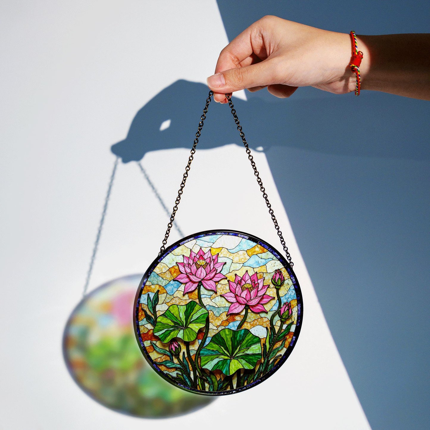 Lotus Flower Stained Glass Suncatcher Window Decor Gift for Mom Friend