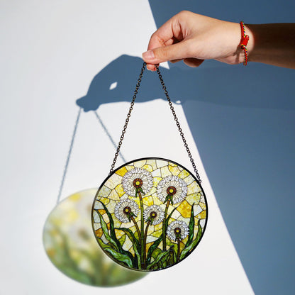 Dandelion Stained Glass Suncatcher Window Decor Gift for Nature Lovers