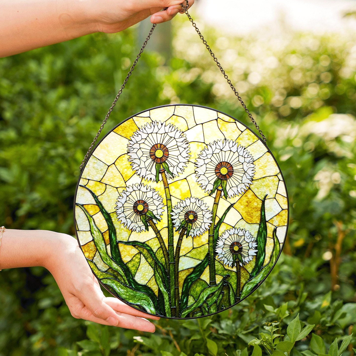 Dandelion Stained Glass Suncatcher Window Decor Gift for Nature Lovers