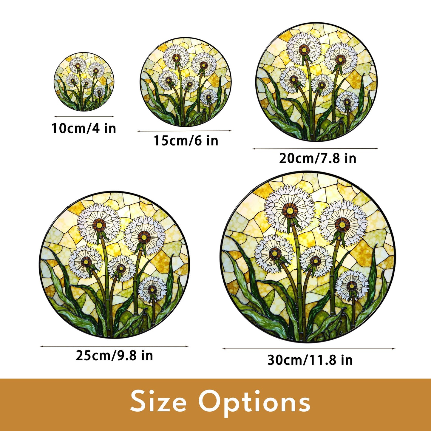 Dandelion Stained Glass Suncatcher Window Decor Gift for Nature Lovers