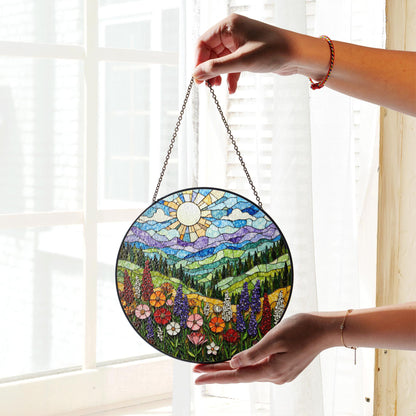 Colorful Flower Stained Glass Sun Catcher Window Art Gift for Her