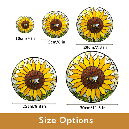Sunflower Stained Glass Suncatcher Bee Decoration Gift for Garden Lovers