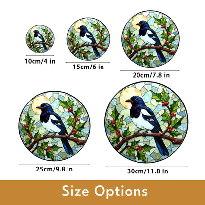 Stained Glass Magpie Suncatcher Window Hanging Bird Lover Gift Nature Decor