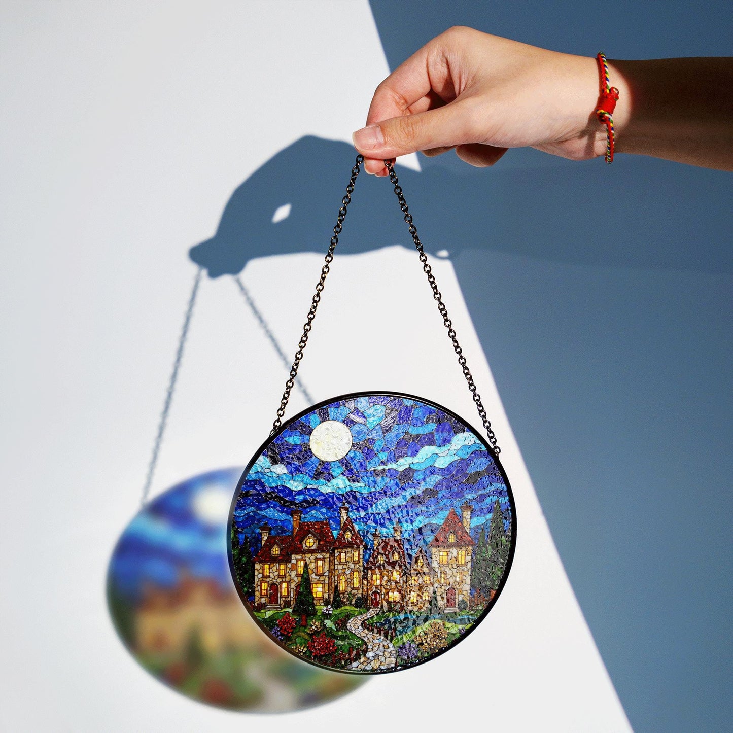 Stained Glass Castle Suncatcher Fairytale Window Decor Gift for Housewarming