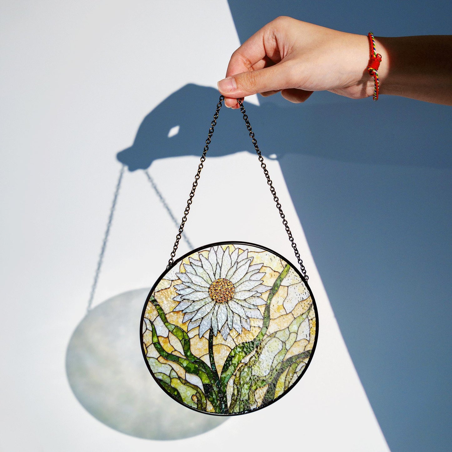 Daisy Stained Glass Suncatcher Window Hanging Gift for Mom Friend