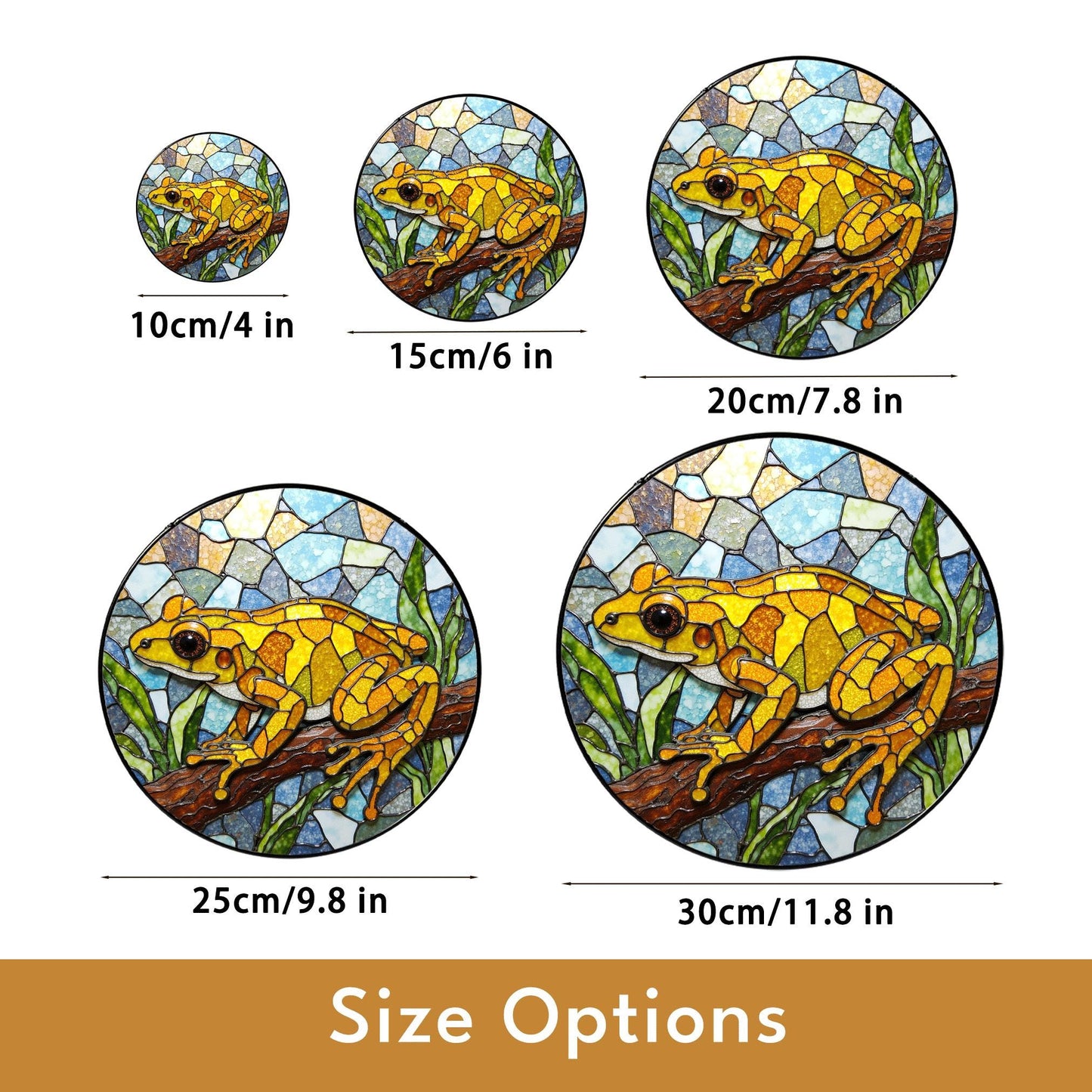 Yellow Frog Stained Glass Suncatcher Window Hanging Gift for Nature Lovers