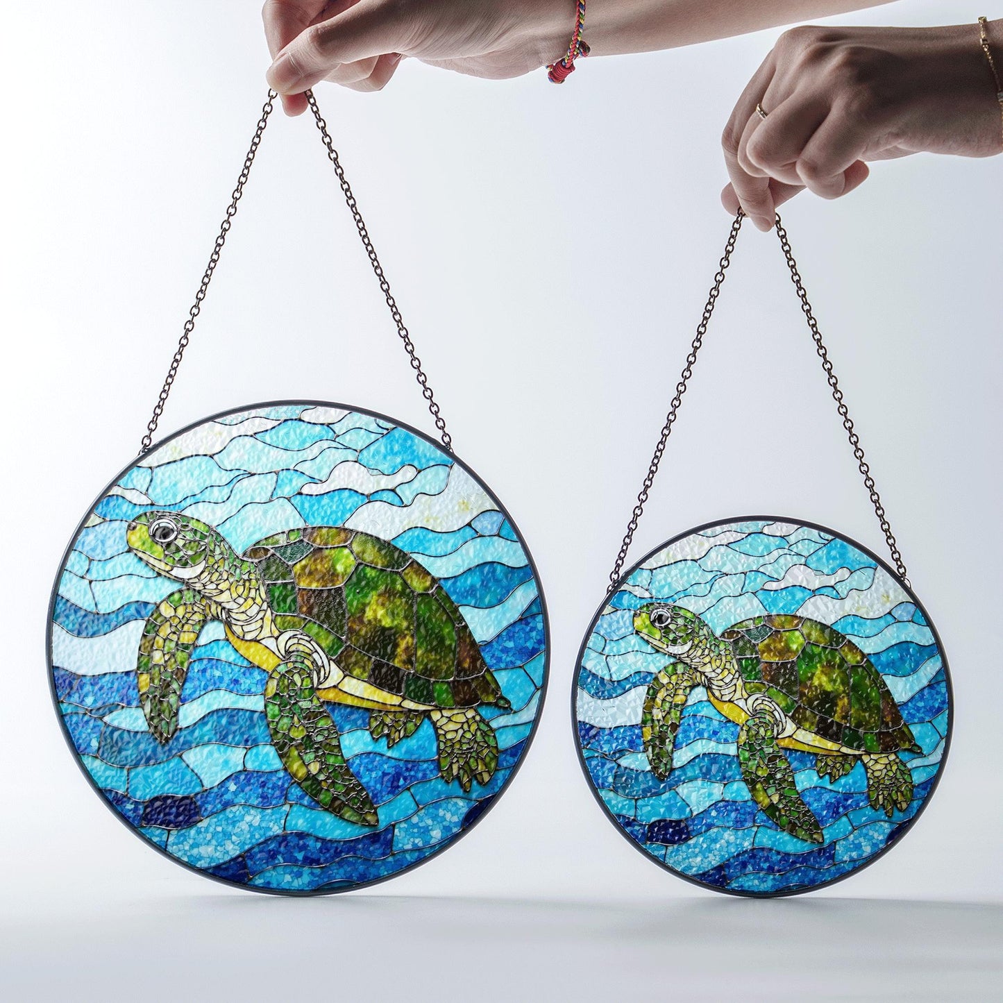 Sea Turtle Stained Glass Suncatcher Ocean Window Hanging Gift for Nature Lovers