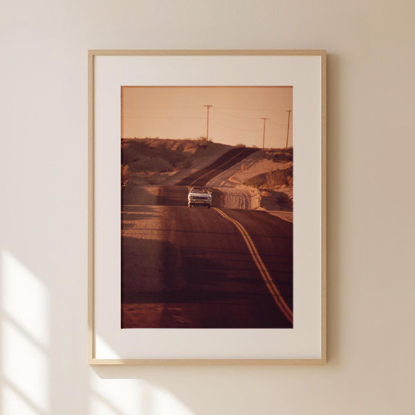 Driving Down Desert Highway Print Fine Art Photography Desert Driving Wall Decor Car Driving Photo for Bar Room Retro Summer Y2K Photo