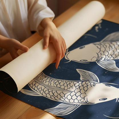 Blue Koi Print, Japanese wall art Print, Vintage Print, Trendy Wall Art, Aesthetic Wall Art, Koi Fish Print, Japanese Print, Gift Idea