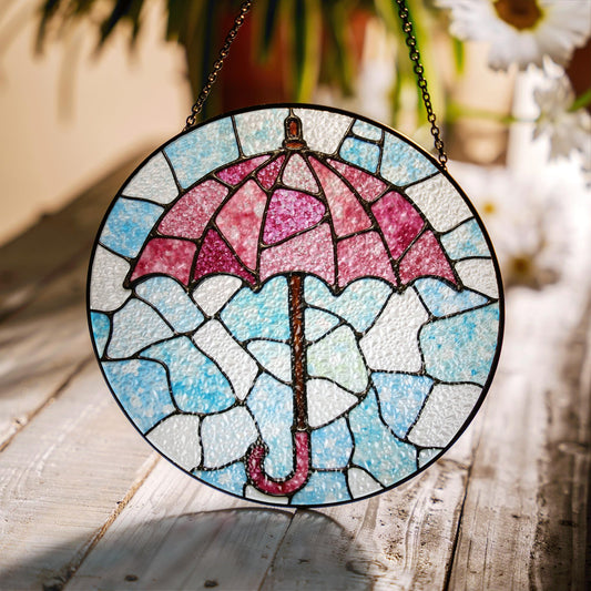 Stained Glass Umbrella Suncatcher Window Hanging Gift for Mom Friend