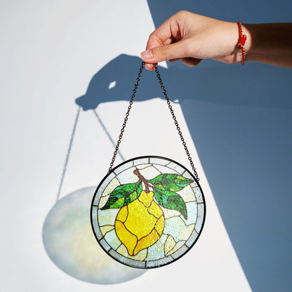 Lemon Stained Glass Suncatcher Window Hanging Gift for Mom Friend Birthday