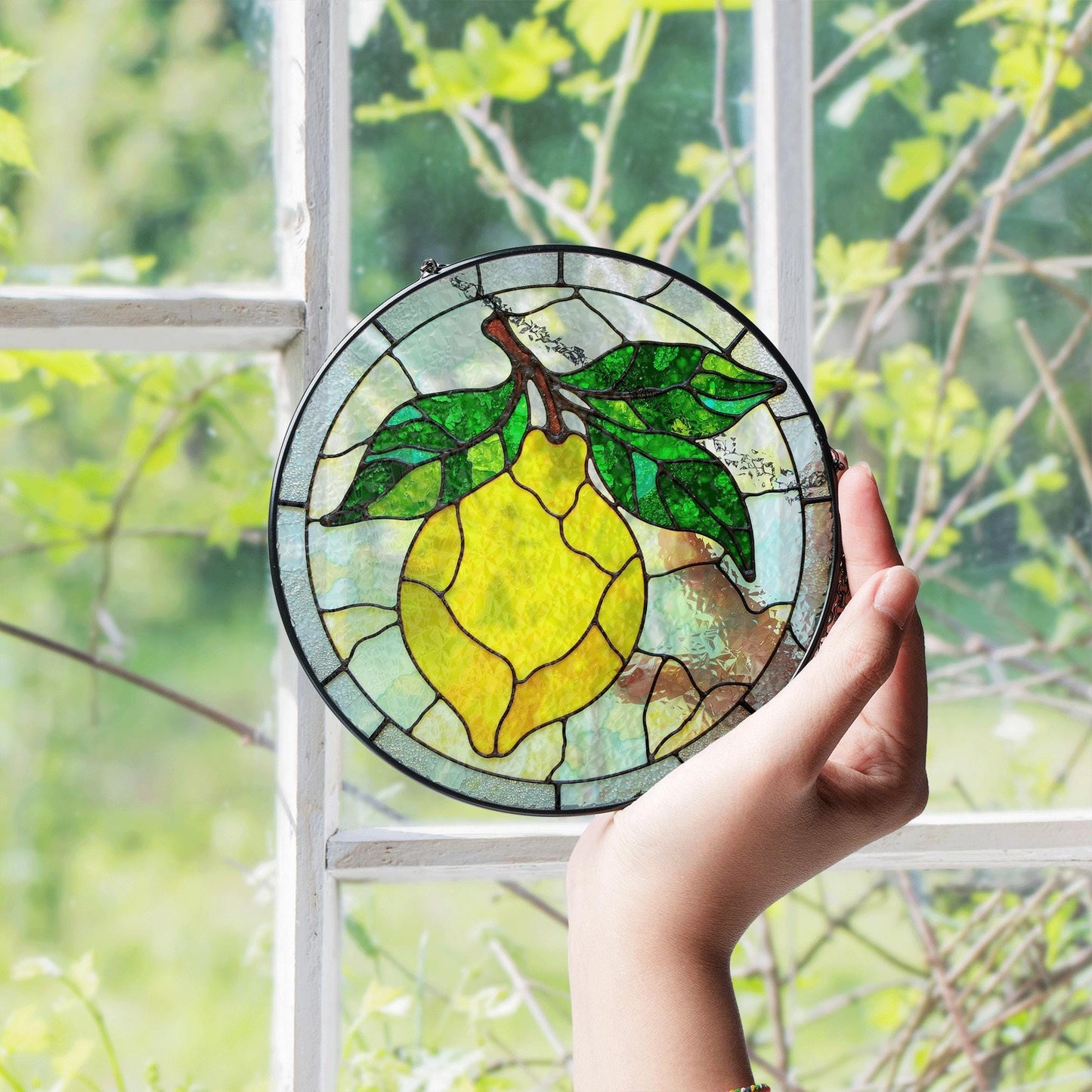 Lemon Stained Glass Suncatcher Window Hanging Gift for Mom Friend Birthday