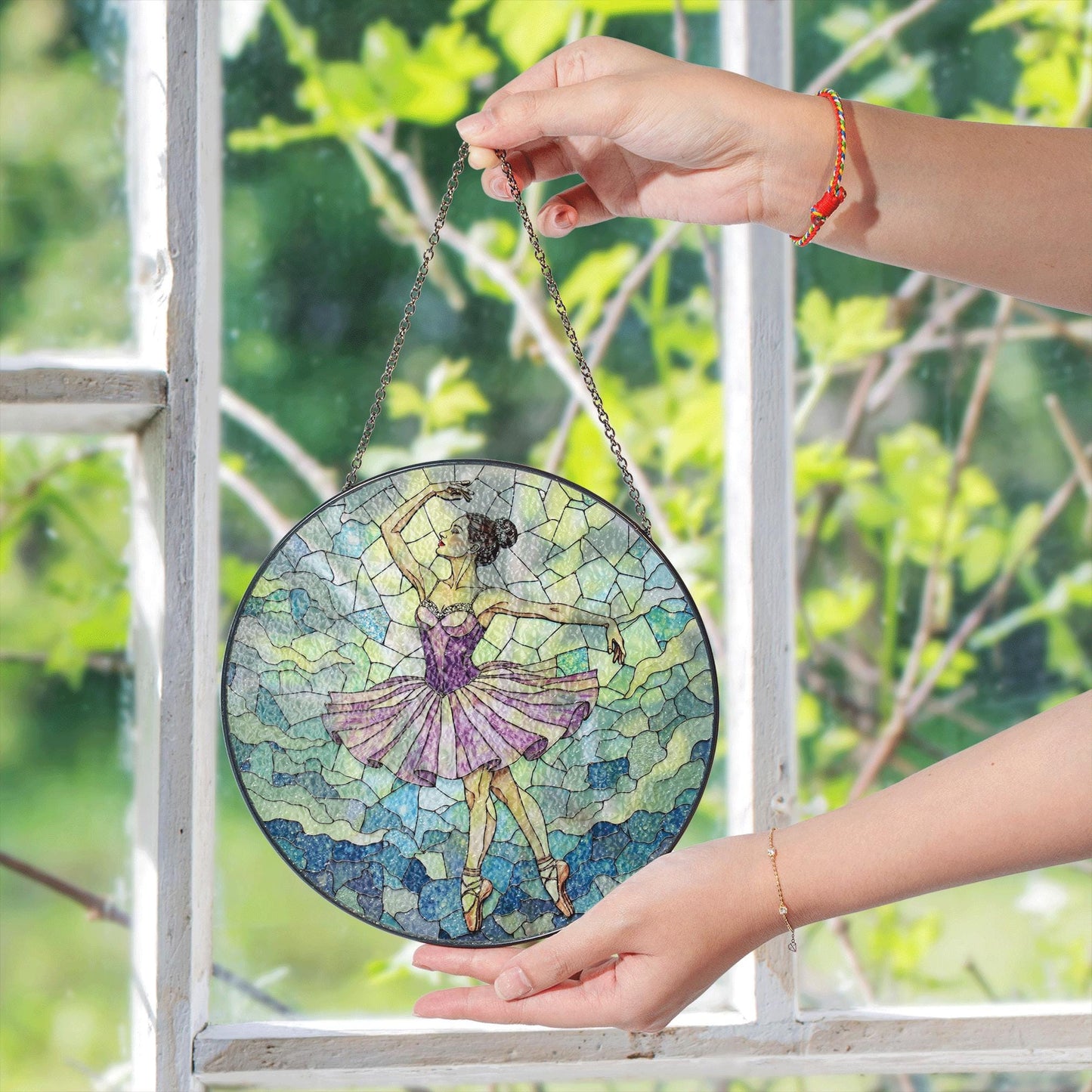 Ballet Dancer Suncatcher Stained Glass Window Decor Gift for Dancers