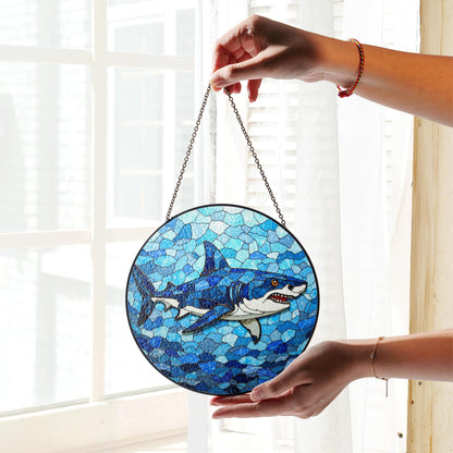 Shark Ocean Suncatcher Stained Glass Window Hanging Gift for Sea Lovers