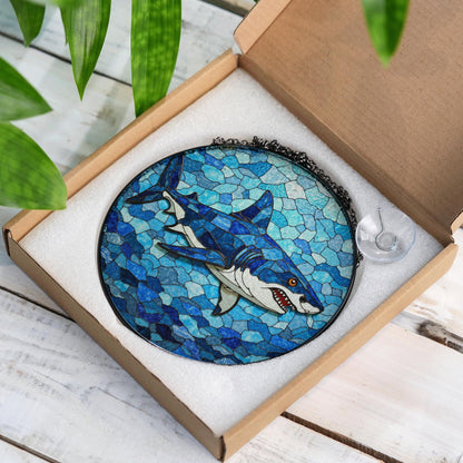 Shark Ocean Suncatcher Stained Glass Window Hanging Gift for Sea Lovers