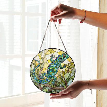 Lizard Stained Glass Suncatcher Window Decor Gift for Reptile Lovers