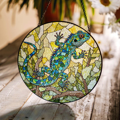 Lizard Stained Glass Suncatcher Window Decor Gift for Reptile Lovers