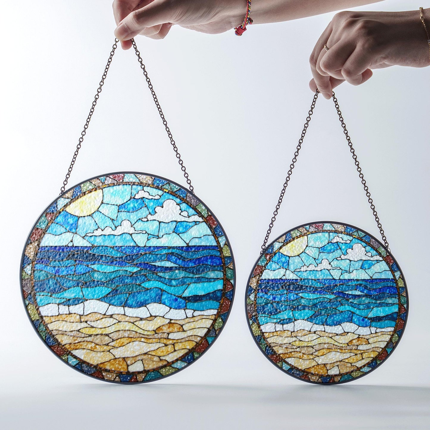 Ocean Beach Stained Glass Suncatcher Window Decor Gift for Nature Lovers