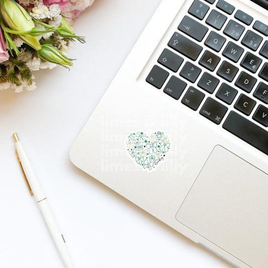 Lucky Coquette Green Bows Heart Vinyl Sticker | St. Patrick’s Day Sticker | Irish Sticker | Kindle Stickers | Bookish Stickers |