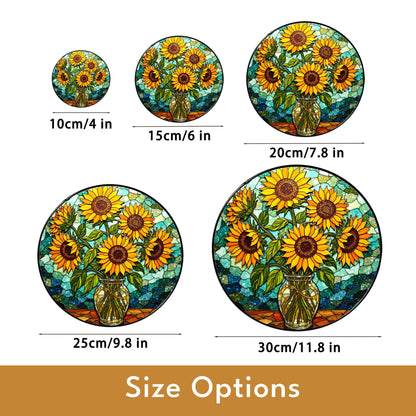 Sunflower Stained Glass Suncatcher Window Hanging Gift for Mom Friend