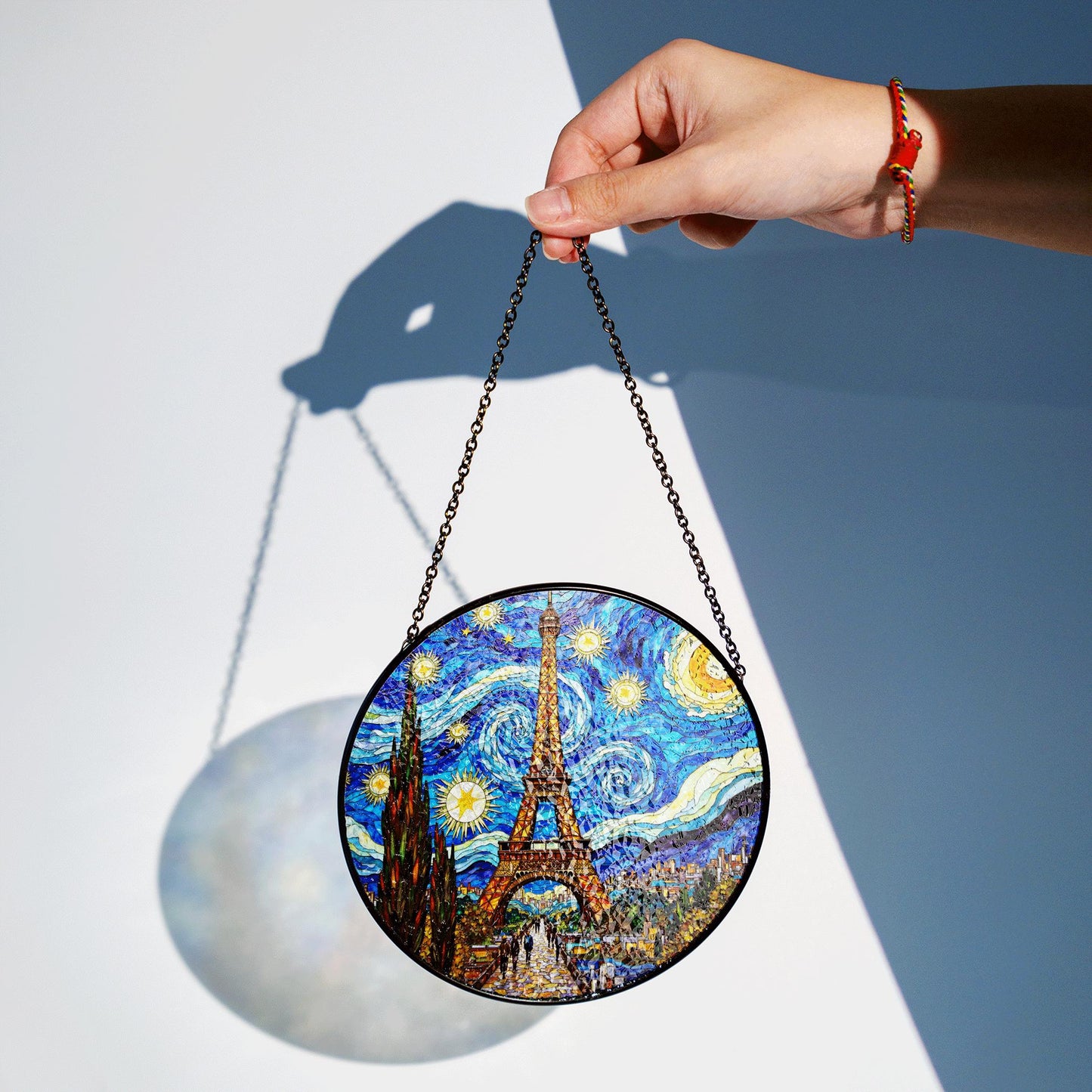 Starry Night Eiffel Tower Suncatcher Window Hanging Gift for Art Lovers