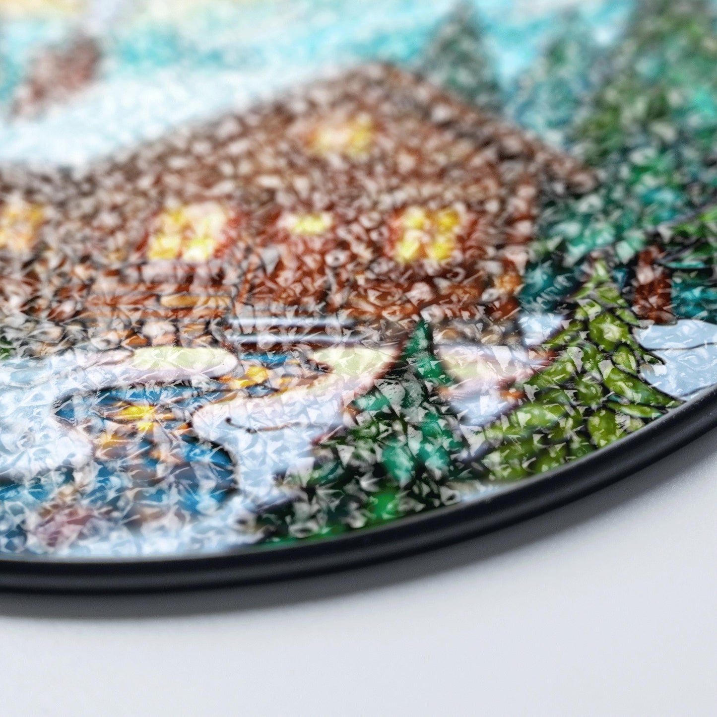 Cozy Cabin Stained Glass Suncatcher Winter Decor Gift for Nature Lovers