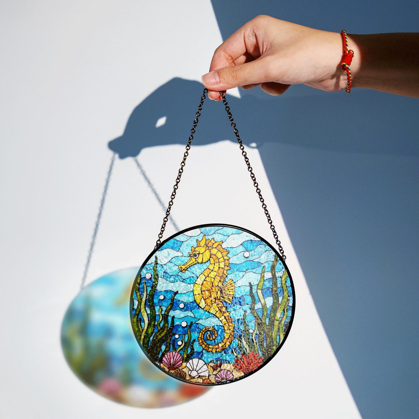 Seahorse Stained Glass Suncatcher Ocean Decor Window Hanging Gift for Sea Lovers