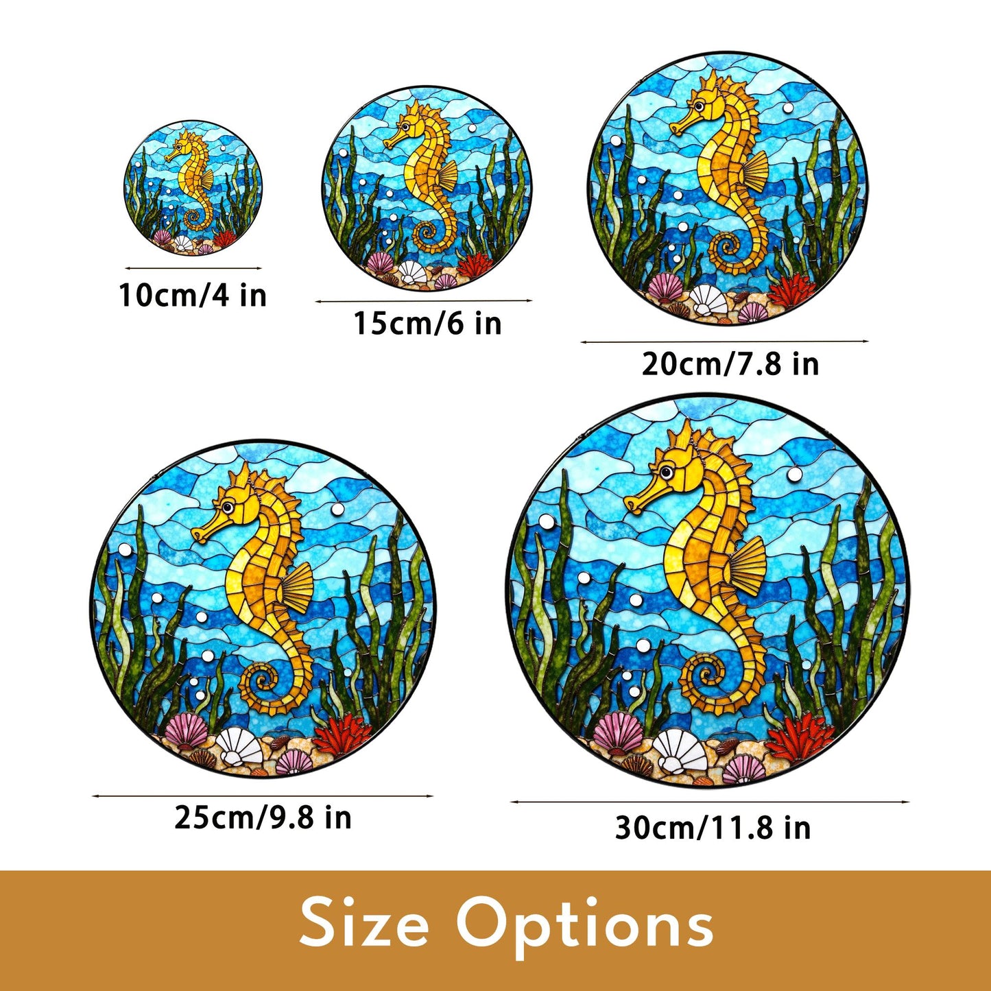 Seahorse Stained Glass Suncatcher Ocean Decor Window Hanging Gift for Sea Lovers