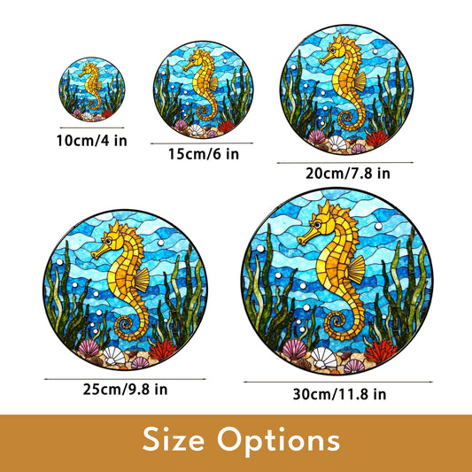 Seahorse Stained Glass Suncatcher Ocean Decor Window Hanging Gift for Sea Lovers