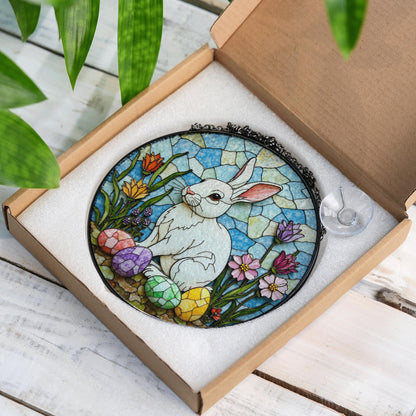 Stained Glass Bunny Suncatcher Easter Gift for Rabbit Lovers Window Decor
