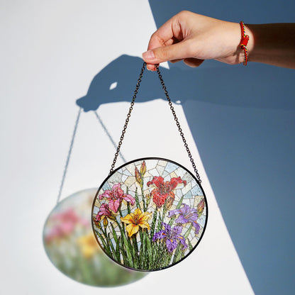 Stained Glass Flowers Suncatcher Window Hanging Gift for Mom Friend