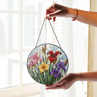 Stained Glass Flowers Suncatcher Window Hanging Gift for Mom Friend