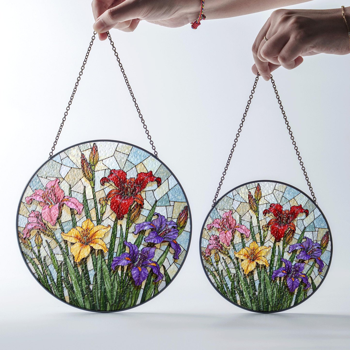 Stained Glass Flowers Suncatcher Window Hanging Gift for Mom Friend