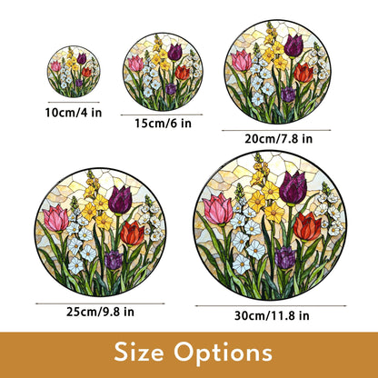 Stained Glass Tulip Floral Suncatcher Window Decor Gift for Mom Grandma