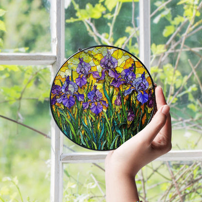 Stained Glass Iris Suncatcher Beautiful Flower Art for Home Garden Gifts for Her