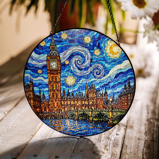 Starry Night Big Ben Suncatcher Handmade Art Gift For Her Decorative Window Ornament