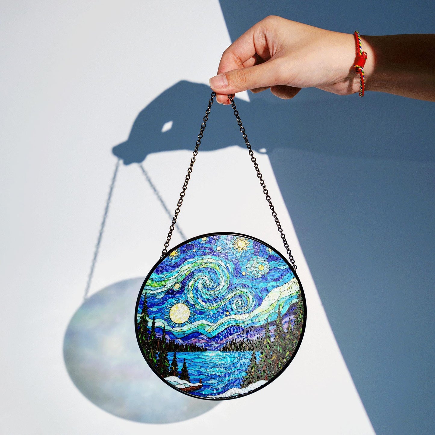 Starry Night Stained Glass Suncatcher Decorative Gift for Home Lovers