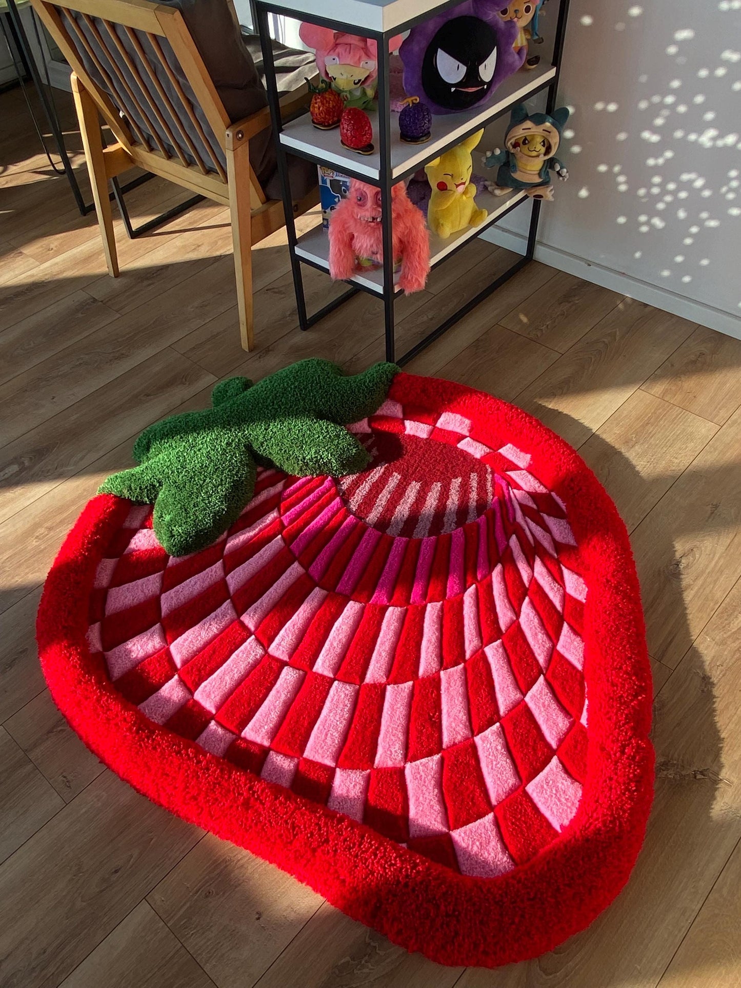 Fluffy 3d tufted abstract strawberry rug bedroom decor
