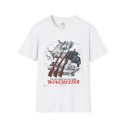 Vintage Deer Hunter Rifle Unisex Softstyle T-Shirt, Retro Hunting Tee, Old School Hunter Gift, Winchester Outdoors Shirt
