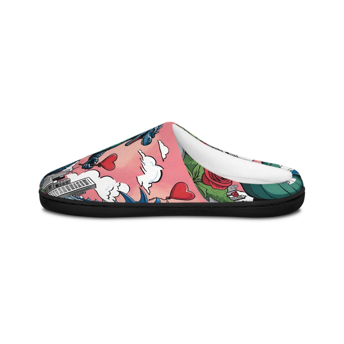 Godzilla Indoor Slippers, Cupid Godzilla Shoes, Romantic Anniversary Gift for Him, Valentines Gifts, Godzilla Art