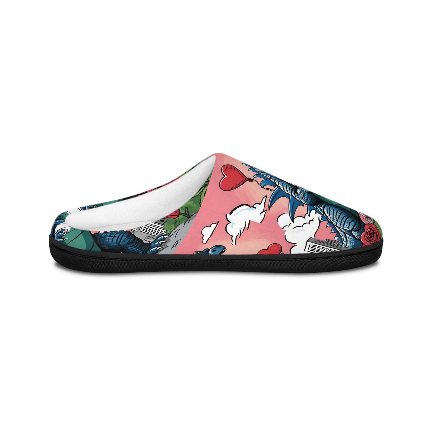 Godzilla Indoor Slippers, Cupid Godzilla Shoes, Romantic Anniversary Gift for Him, Valentines Gifts, Godzilla Art