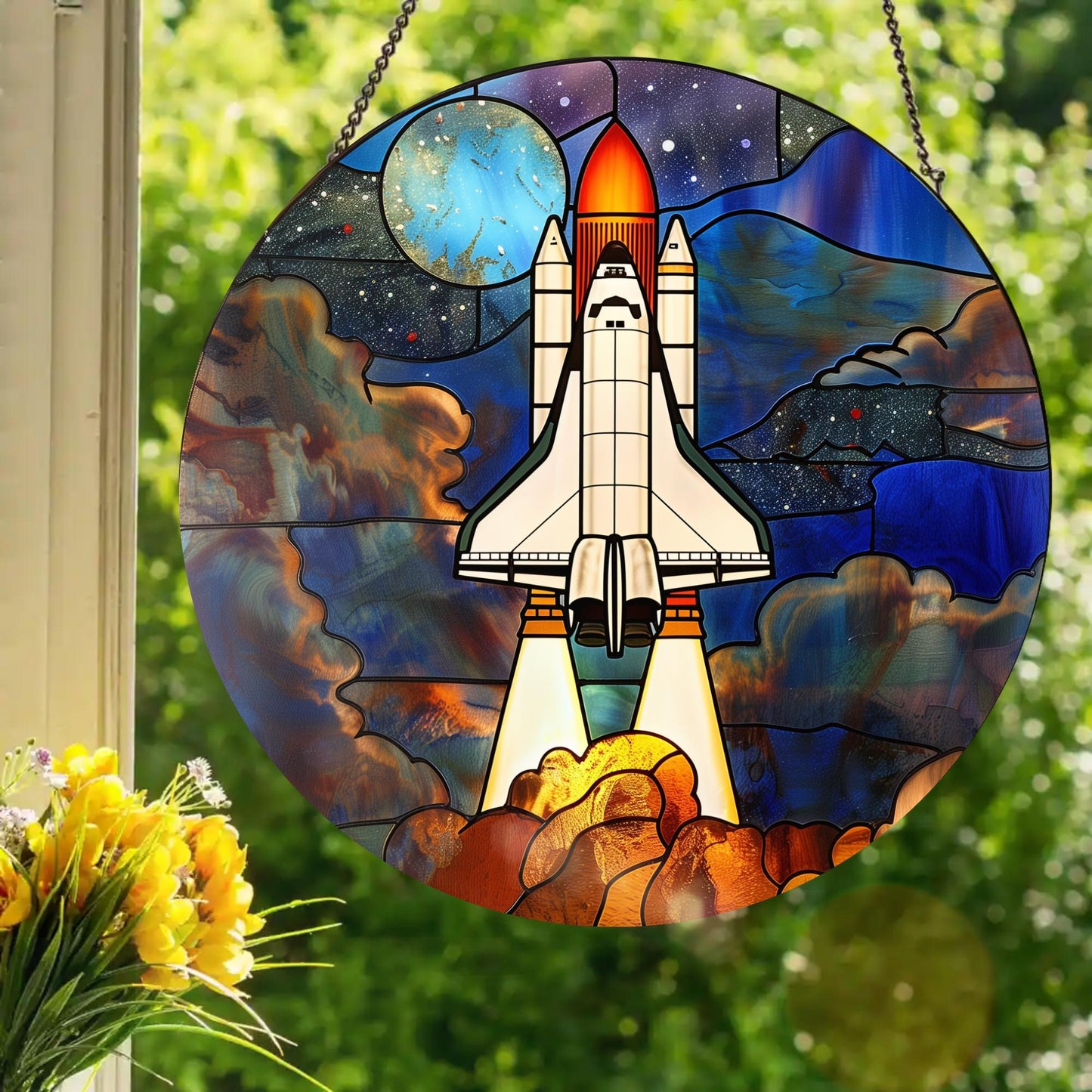 Space Shuttle: Stained Glass Style Window Hanging