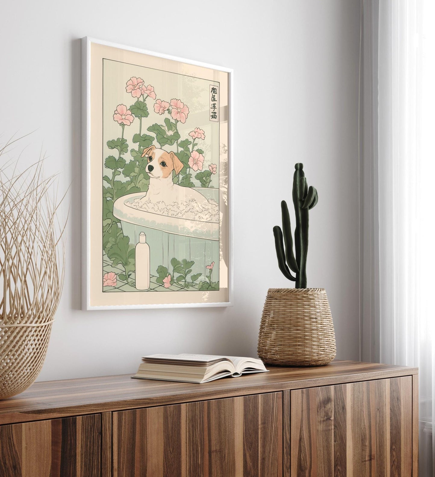 Jack Russell Terrier Bath Print: Japanese Art Bathroom Decor