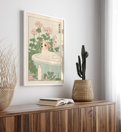 Jack Russell Terrier Bath Print: Japanese Art Bathroom Decor