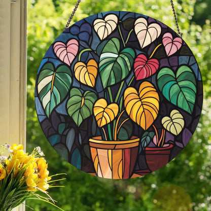 Monstera Love: Stained Glass Style Window Hanging