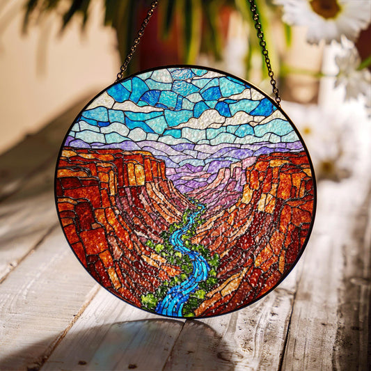 Grand Canyon Stained Glass Suncatcher Colorful Window Decor Gift for Nature Lovers