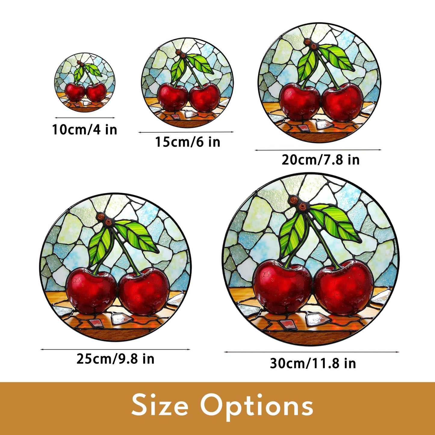 Cherry Stained Glass Suncatcher Window Hanging Gift for Mom Birthday