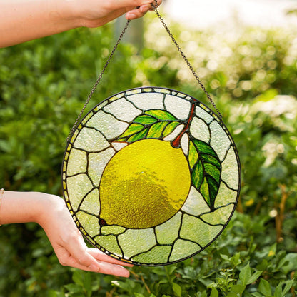 Lemon Stained Glass Suncatcher Window Decor Gift for Mom Friend